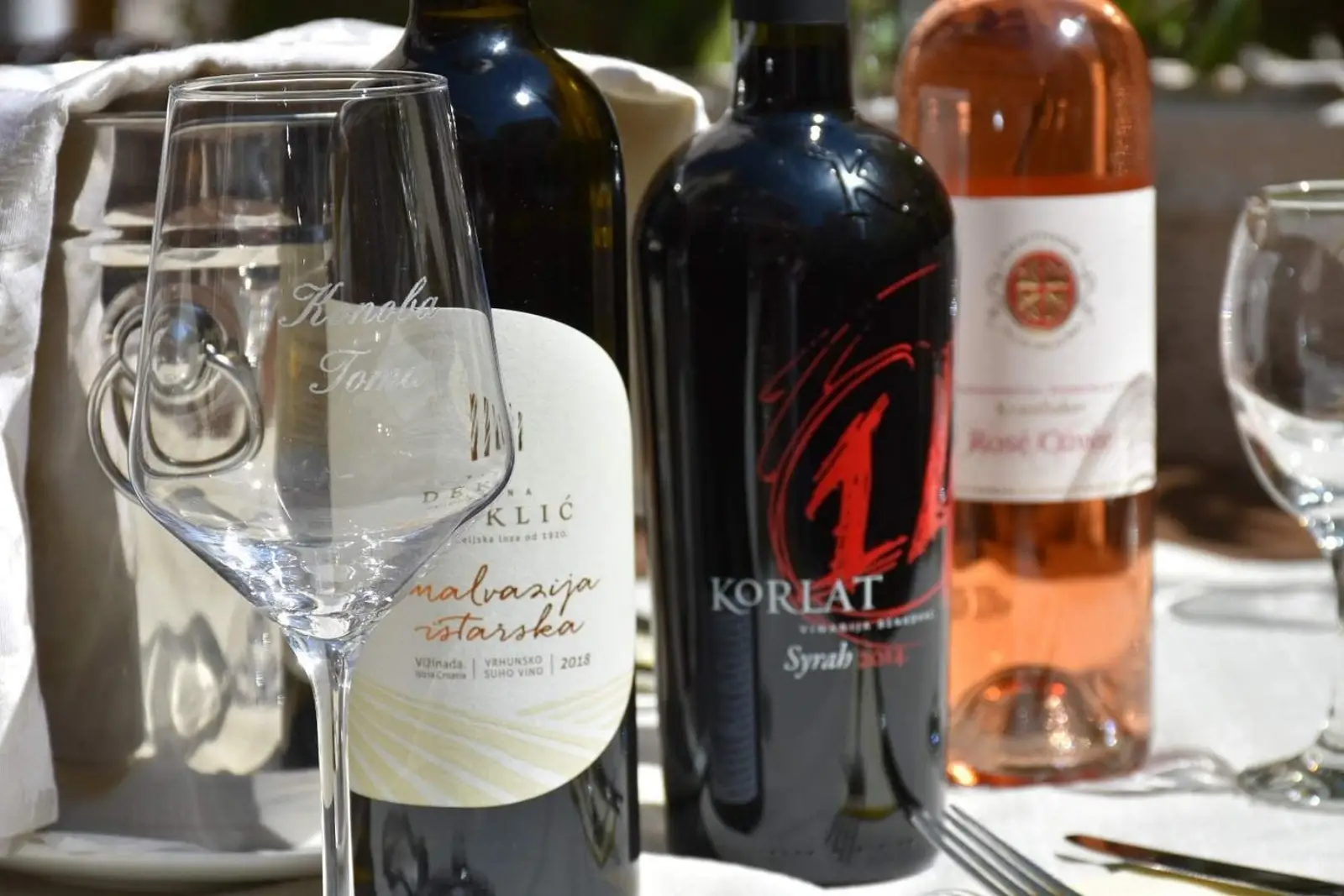 Local wine selection at Konoba Toma, Dalmatian tavern Trogir