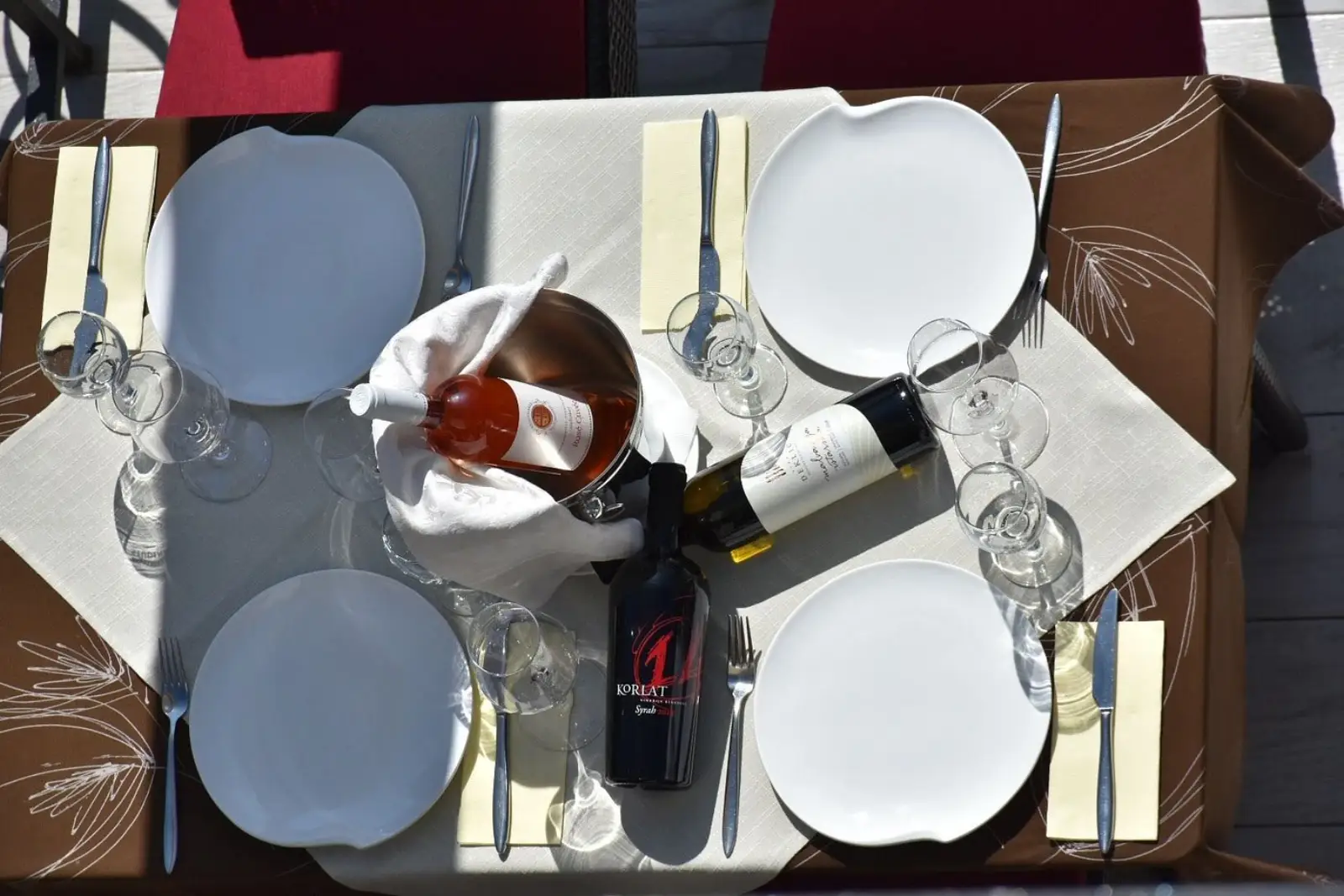 Table set for four guests inside Konoba Toma